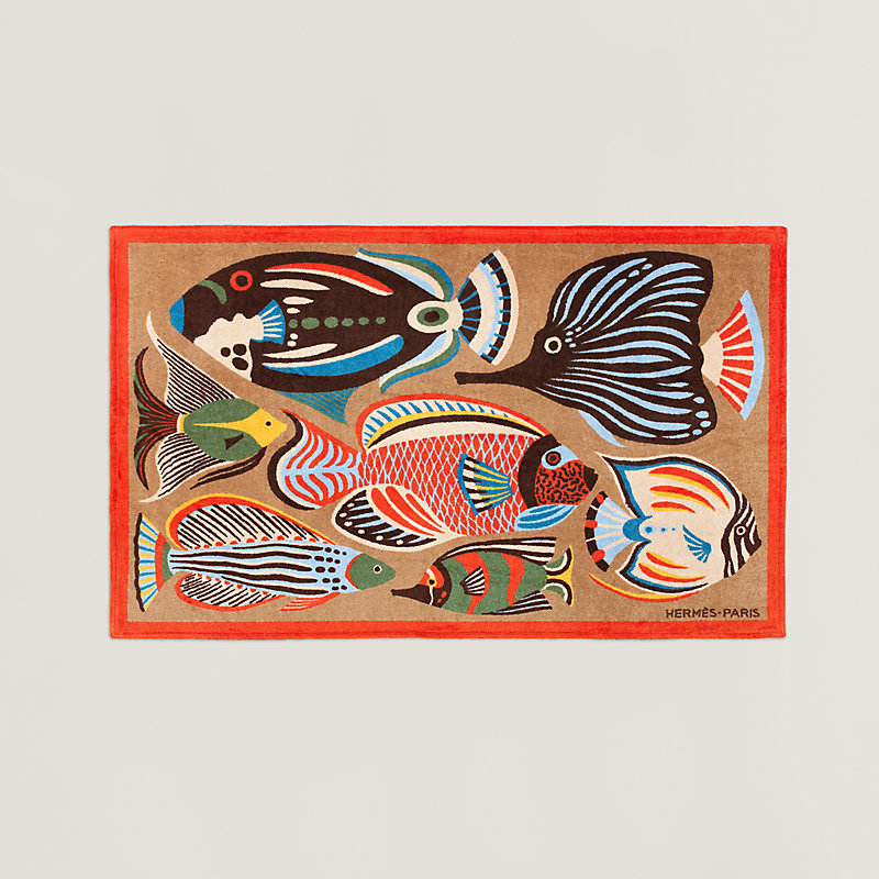 ビーチタオル 《トラフィック・ジャム》 - グリーン | Hermès